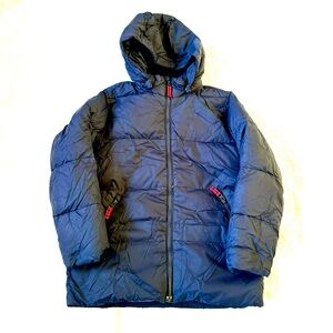 Lands’ End Boys Goosedown Puffer Coat Jacket Blue Sz 7